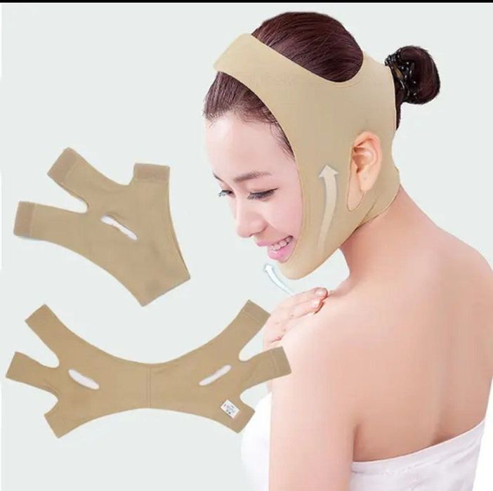 Маска бандаж-повязка для поддержания V формы лица.