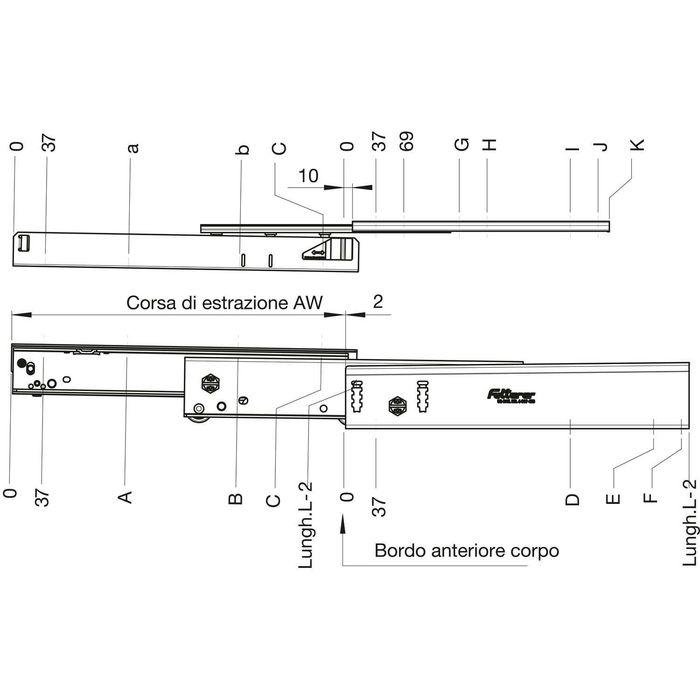 Glisiera telescopica Heavy Duty 1100mm 200kg Fulterer