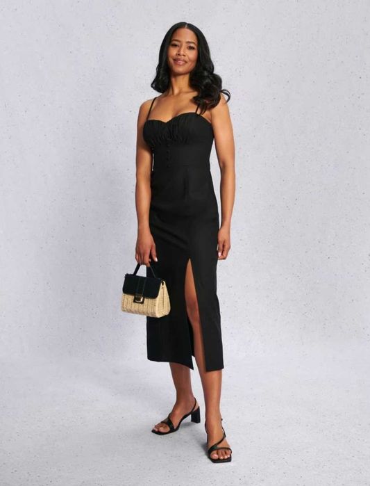 Дълга рокля с гол гръб/ червена/черна рокля / рокля HM с голи рамене