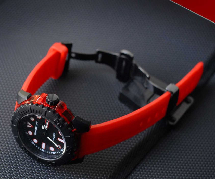 Ceas scuba diver - curea silicon rosu - mecanism japonez