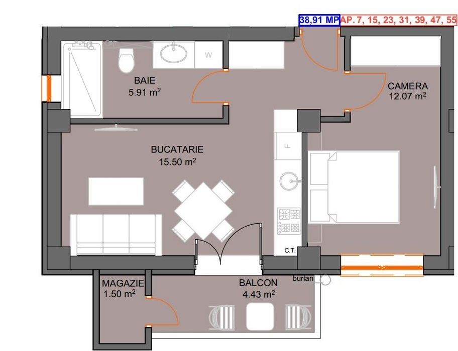 Studio NOU 40mp  | De la 88.000€ | Parcare inclusă | Doamna Stanca