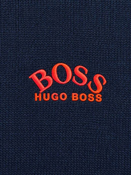 Pulover BOSS Hugo Boss bărbați negru, cu logo brodat și accente roșii, mărimea S