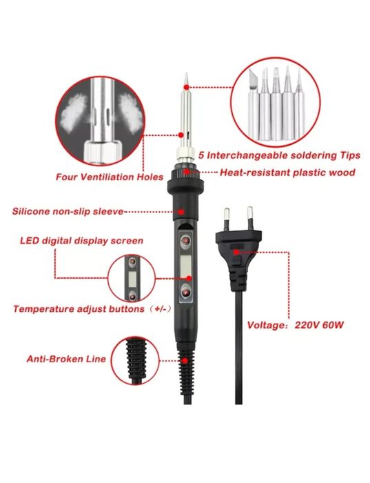 поялник 90W с електронно регулиране на температурата от 180 - 500 гра