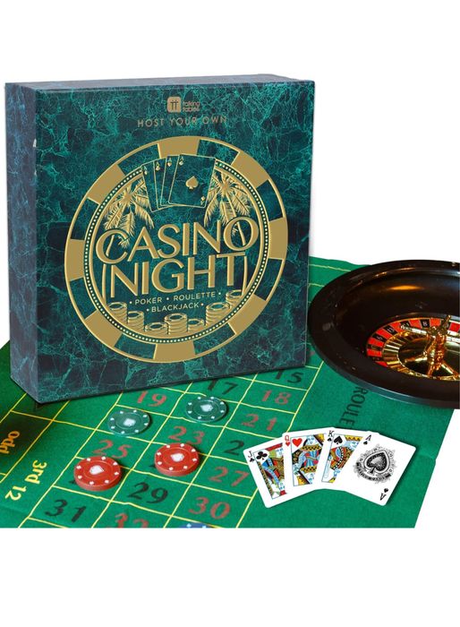 set complet pentru seară de jocuri casino – poker, blackjack, ruletă