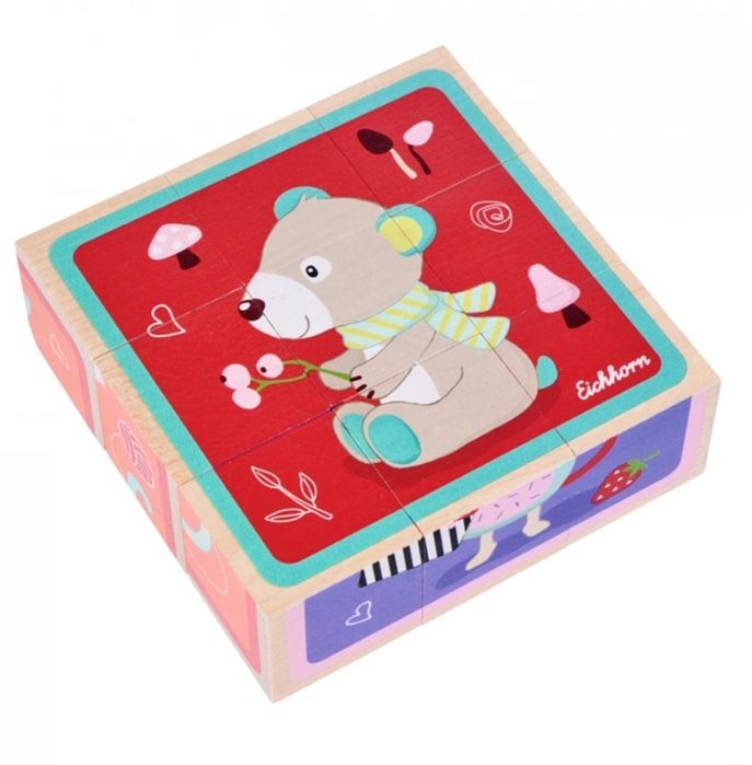 Дървени кубчета Eichhorn - Приятели, 9 части