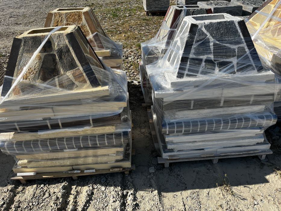 Градински Барбекюта от бетон с декорация от естествен камък