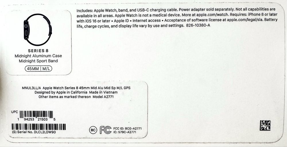 Apple watch 8, 45 mm