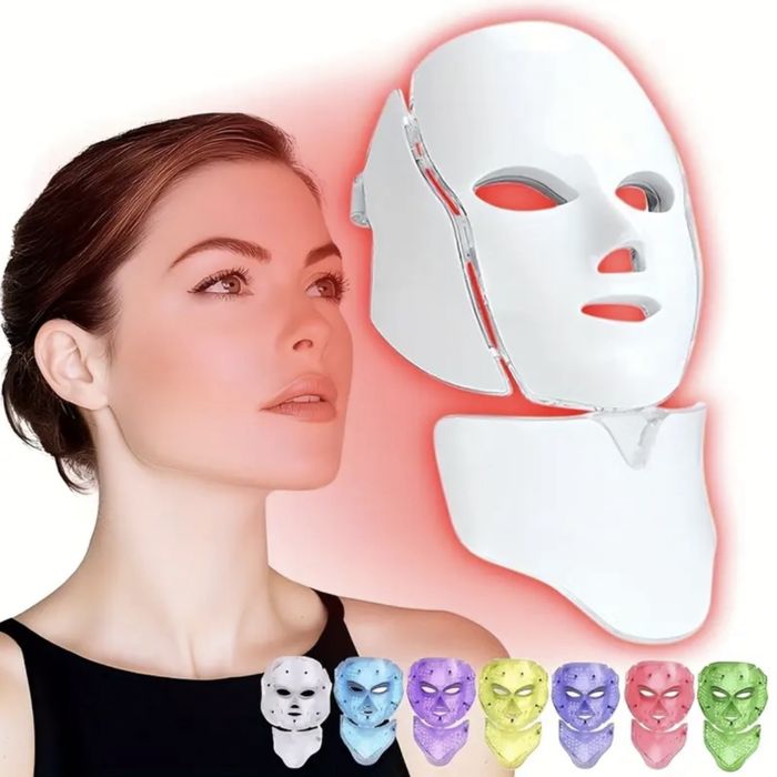 LED Маска за Лице и Шия – 7 Цвята Светлина за Цялостна Грижа за Кожата