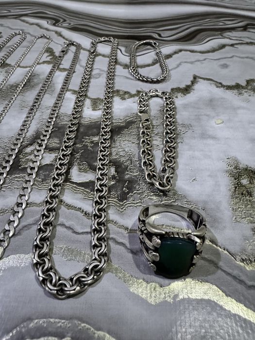 Серебро 925 проба цепочка браслет перстень kumush 925proba zanjir uzuk