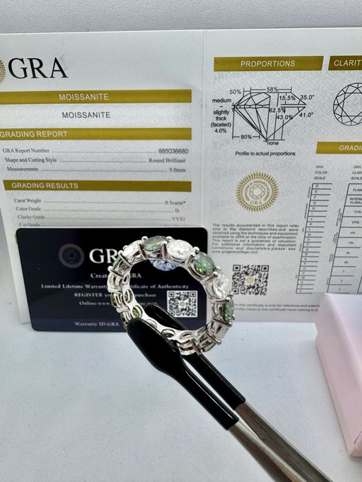 Сребърен пръстен с мойсанит (Диамант) 7.5 карата