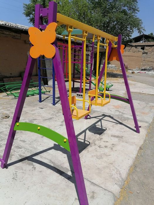 Детская площадка горка аттракцион болалар майдони домик качели swings