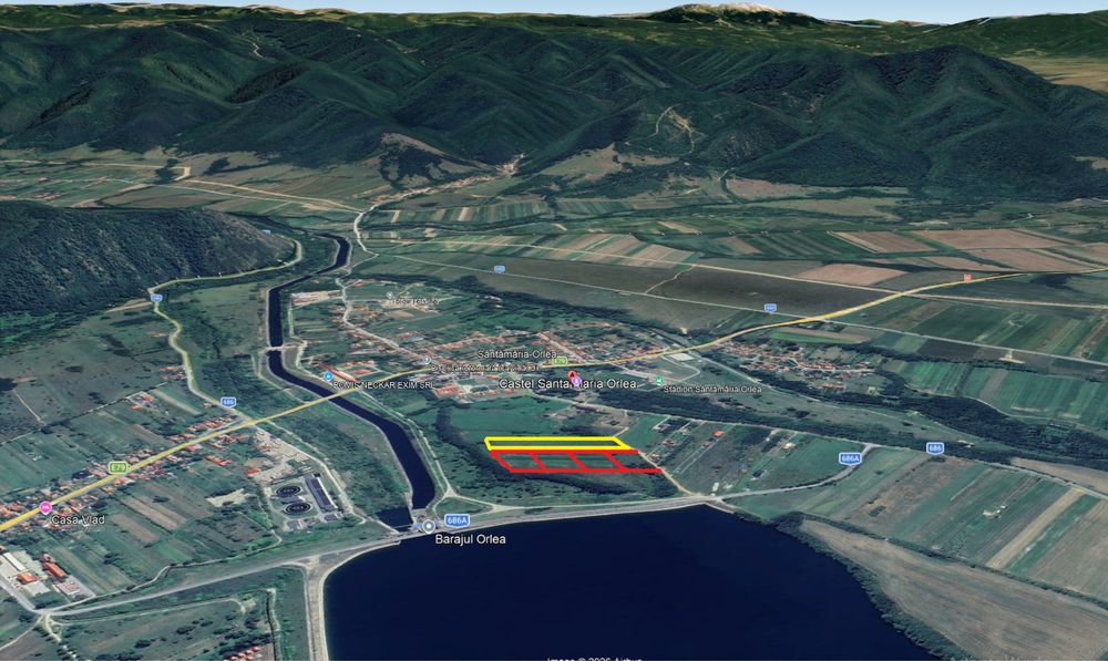 TEREN INTRAVILAN  în HAȚEG, Parcela de 500 m2 cu 5000 de euro lângă Baraj la intrare în Săntamaria Orlea