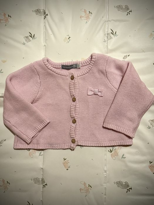 Pulover/cardigan tricotat, roz, 3-6 luni, Mon Premier Major
