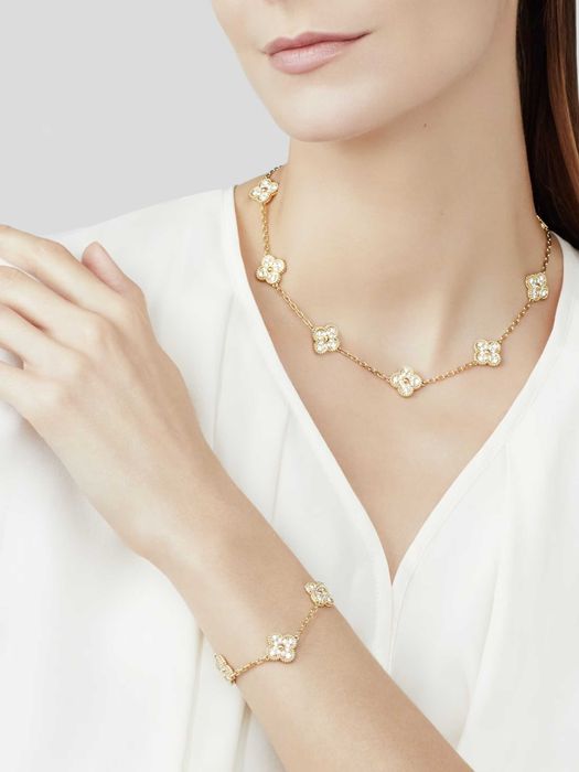 Van Cleef & Arpels VCA Gold Diamond 10 Motifs Alhambra Дамско Колие
