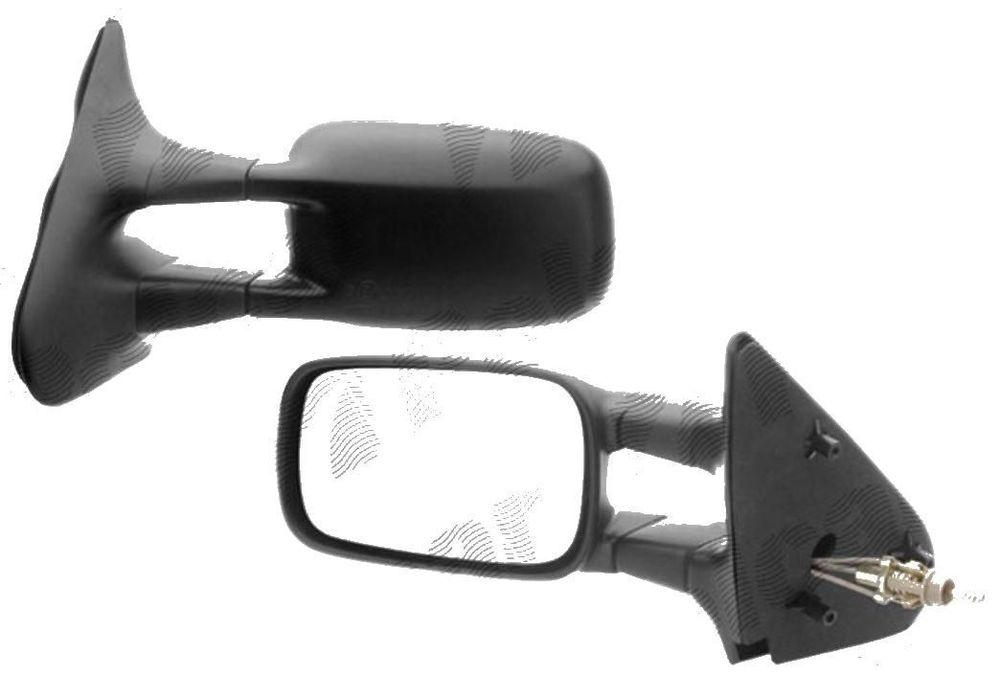 Oglinda exterioara Seat Inca (6K9), 11.1995-12.2003, Vw Caddy 2 (9U/9Kv), 11.1995-01.2004, stanga/dreapta, Crom, manuala, prin cablu, Fara incalzire, carcasa neagra, Plana, 6K9857501E; 6K9857501F; 6K985752