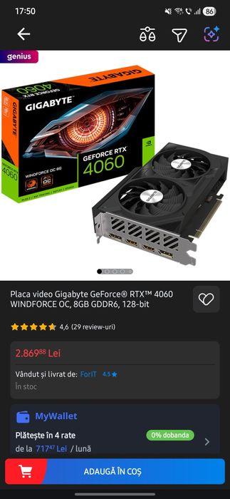 Vând placa video + memorie ram+ monitor