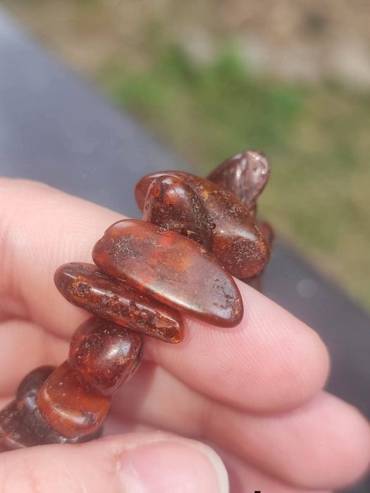 Vechi colier din chihlimbar natural baltic, cognac inchis