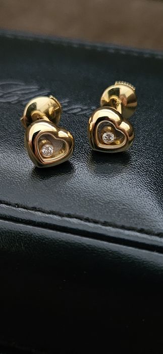 Бренд Chopard оригинал. Золотые серьги 750 пробы с бриллиантами.