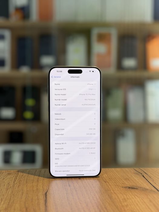 iPhone 15 PRO Max 256gb  White/Baterie88%/Garantie 12 luni @atsgsm.ro