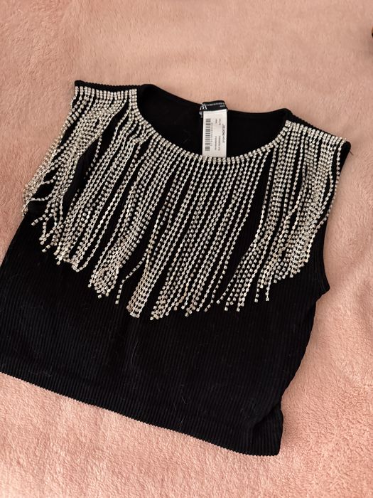 Чисто нова Тениска с камъни ресни