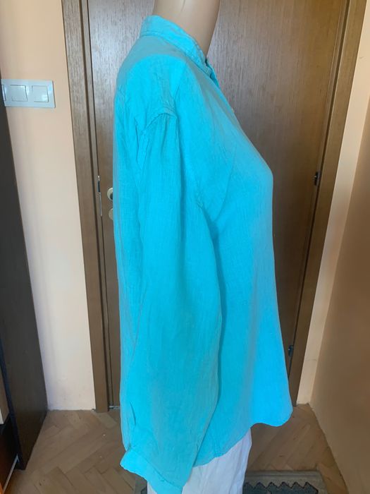 Мъжка ленена риза Yachtpur в цвят тюркоаз, размер L