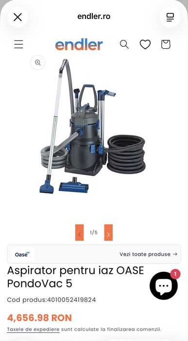 Aspirator Profesional Oase PondoVac 5 PRO pentru Iaz și Piscină Nou în Cutie cu Accesorii Complete