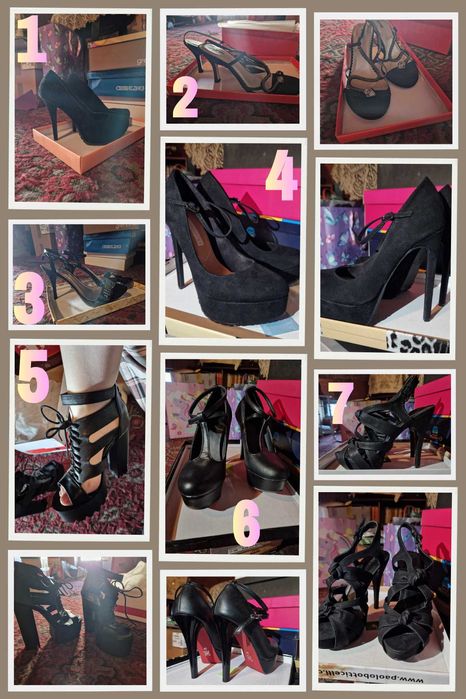 Секси обувки на висок ток - чисто нови, елегантни, от велур и еко кожа