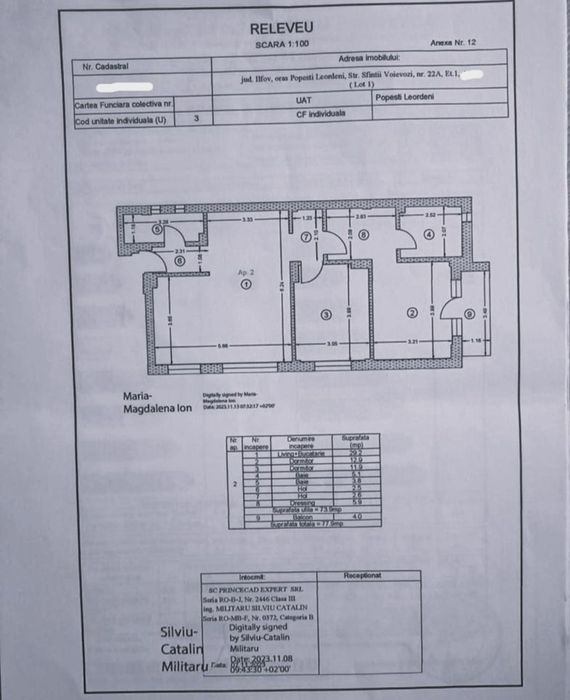 Apartament 3 camere | 78 mp | 1 loc de parcare inclus