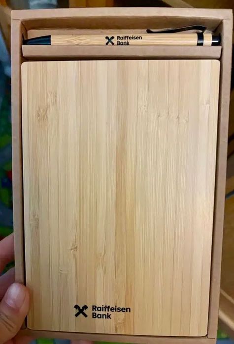 A5 notebook agendă bambus cu pix