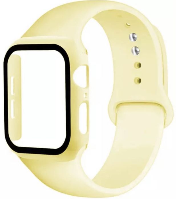 Pachet Curea Silicon + Husa Carcasa Plastic Compatibila Apple Watch