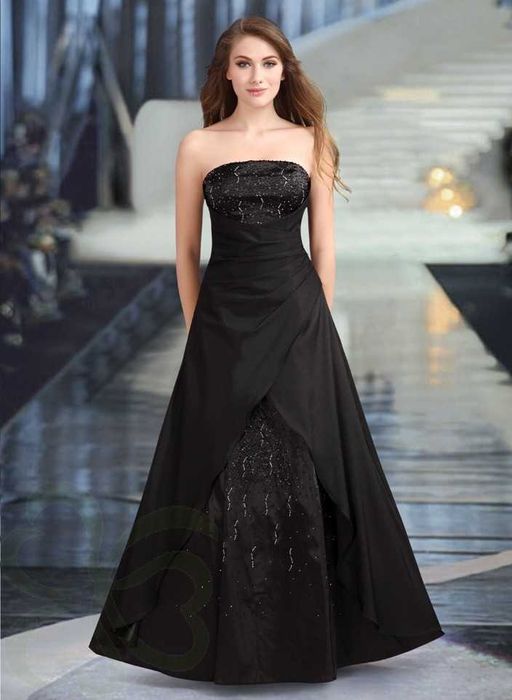 Официална дълга дамска рокля с мъниста р-р L - марка LISSA