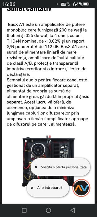 Vând 2x Amplificator Monoblock Emotiva BasX A1, pereche completă. Pret per pereche.