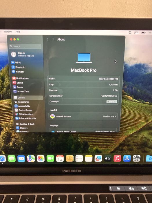 Macbook pro M1 8gb baterie 100%