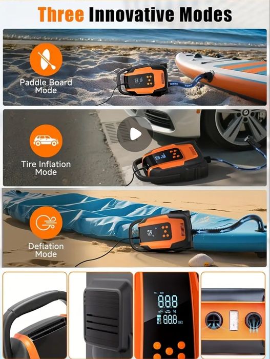 Компактна помпа на 12v за гуми, каяк, SUP