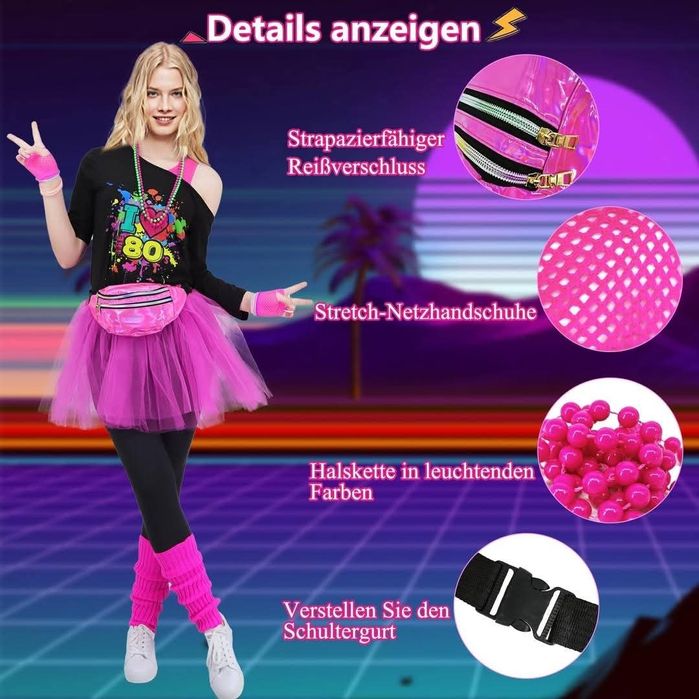 Costum anii 80, cu accesorii, xl, Halloween