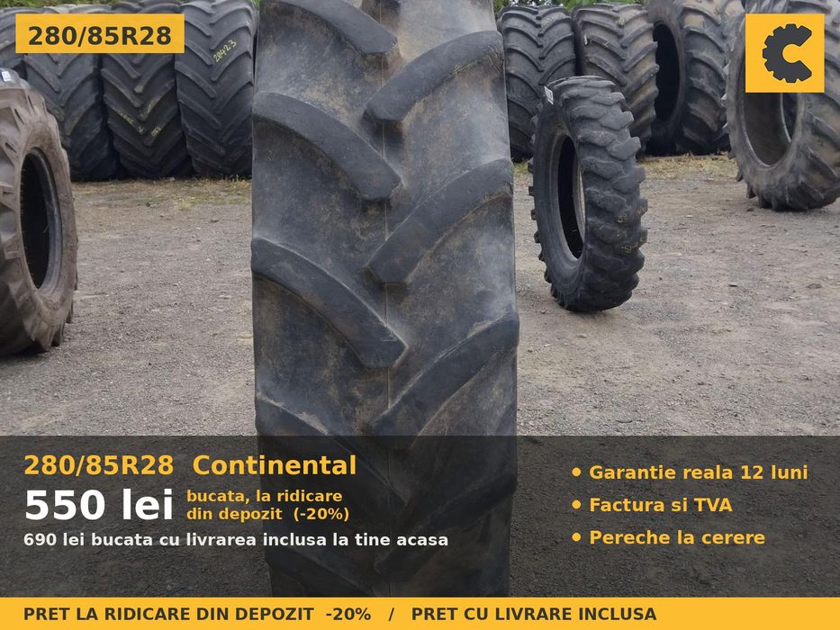 Anvelope Cauciucuri 280/85R28 280/85 R28 280/85-28 11.2R28 2808528 Continental Prasitoare Tractor Roti Inguste Utilaje Agricole SH Second Hand