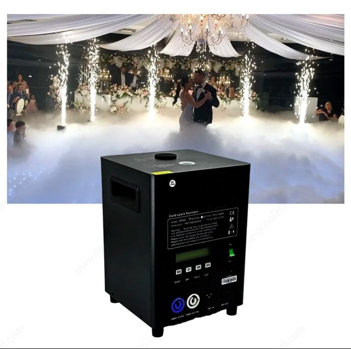 Gheata carbonica(fum greu)+artificii sparkulare (flacăra rece)