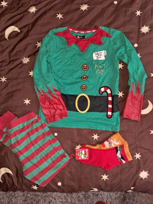 Costum Spiderman cu muschi+mască si costum spiriduș+șosetele Craciun