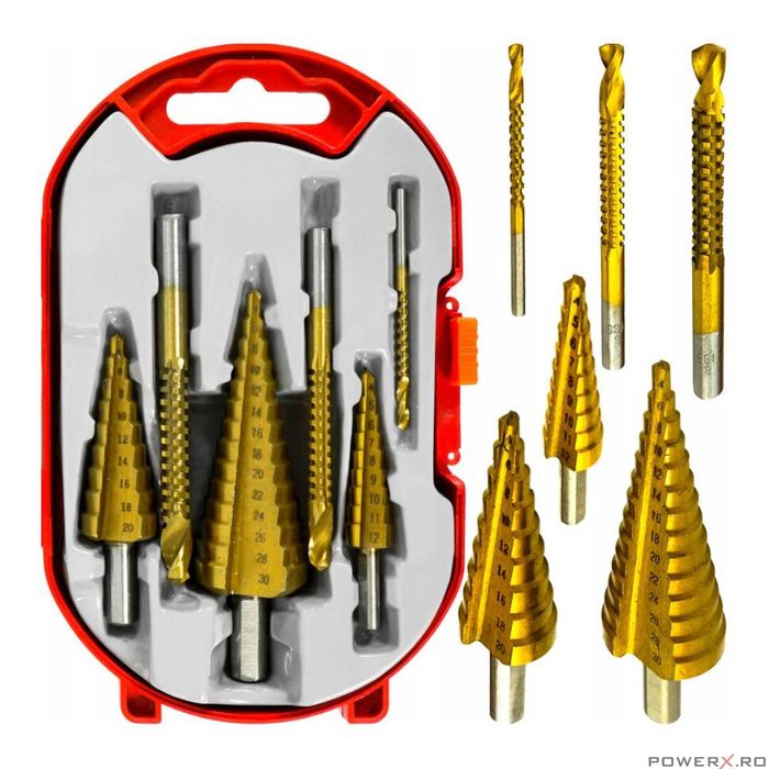 Set burghie conice 4-12; 4-20; 4-30 mm, 3x 3; 6; 8 mm, 6 piese, Verke