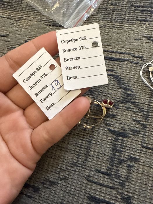 Кольцо 19 размер, серьги  (серебро и рубин)