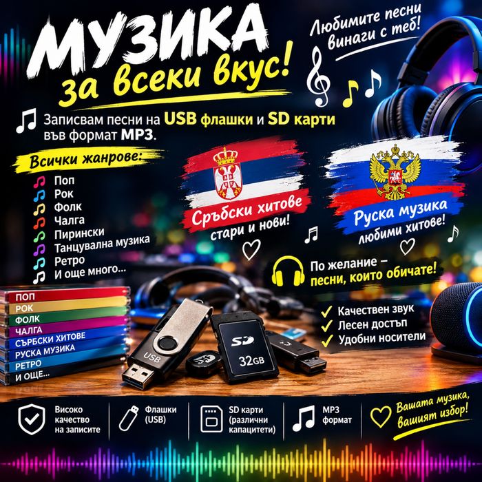 USB/SD флашка и памет карти с Песни
