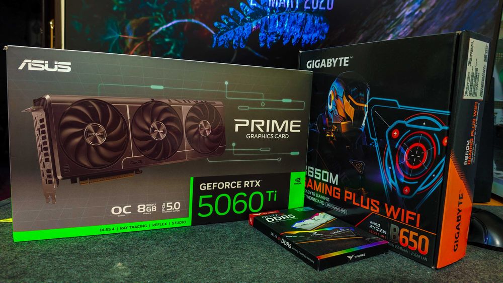 Новый Комплект Asus Prime RTX5060Ti 8G+Gigabyte B650+TeamGroup 2x8GBD5