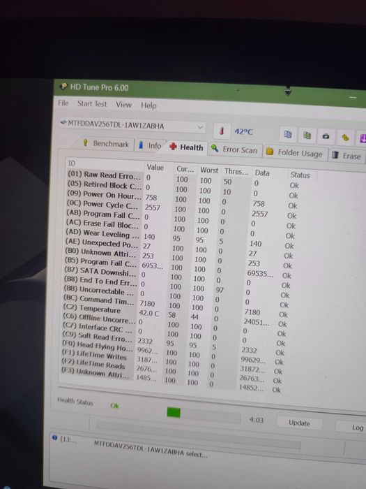 SSD Micron 1300 256GB M.2 SATA – 95% Health – Testat