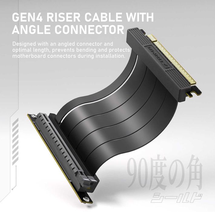 Брекет за вертикален монтаж на GPU EZDIY-FAB PCIe 4.0 Riser Cable 90° черен