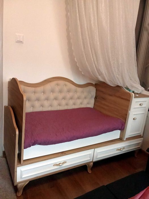 Детска кошара за сън и функция за люлеене + подарък балдахин и матрак