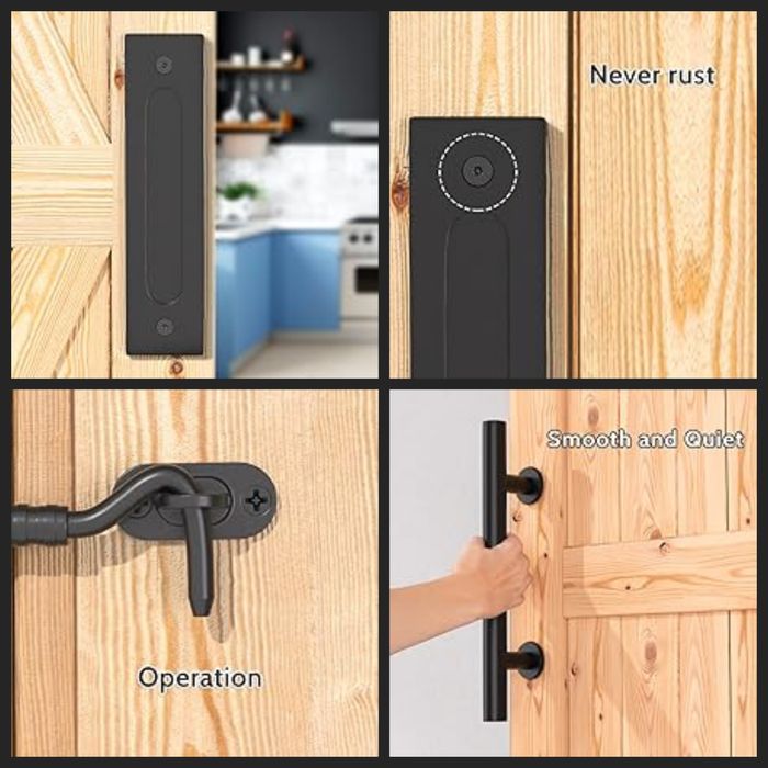 Двойни дръжки за плъзгащи врати, въглеродна стомана, 30 см, черни