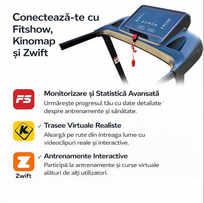 Banda de alergat T01F Electrica Viteza 1-15km/h Greutate suportata 140Kg cu Inclinare