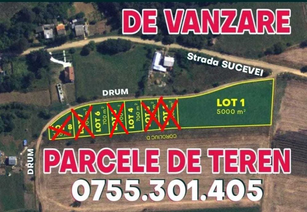 Teren de vanzare (parcele 700m2)!!
