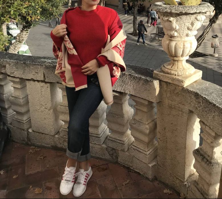 Tosca Blu двулицев плътен шал