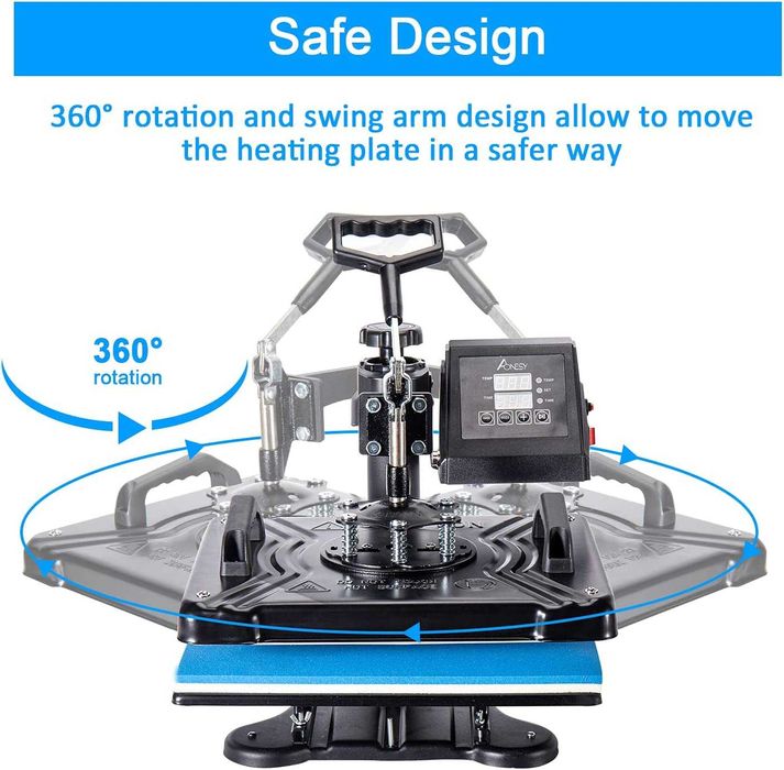 Presa termica multifunctionala 5in1, sublimare, tricouri, cani, sepci